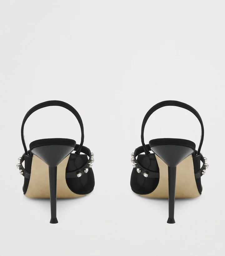 McQueen Nylon Revel Slingback Heels 90 - Image 4