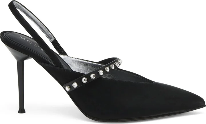 McQueen Nylon Revel Slingback Heels 90