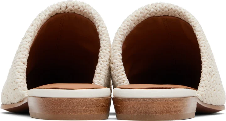 McQueen Off-White Birdee Leather Knit Mules - Image 2