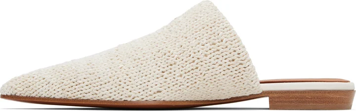 McQueen Off-White Birdee Leather Knit Mules - Image 3