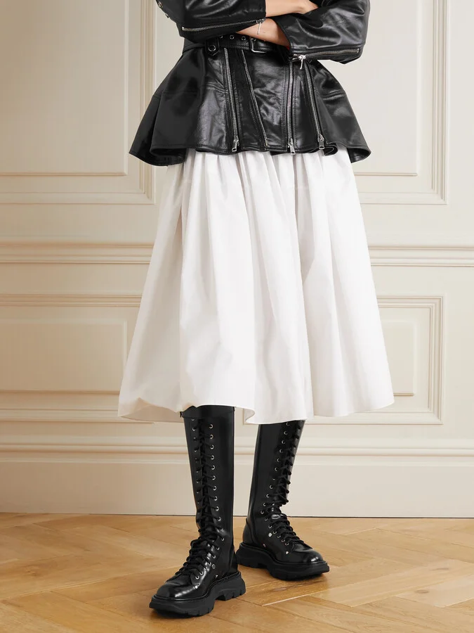 MCQUEEN - Slick Glossed-leather Exaggerated-sole Knee Boots - Black - Image 2