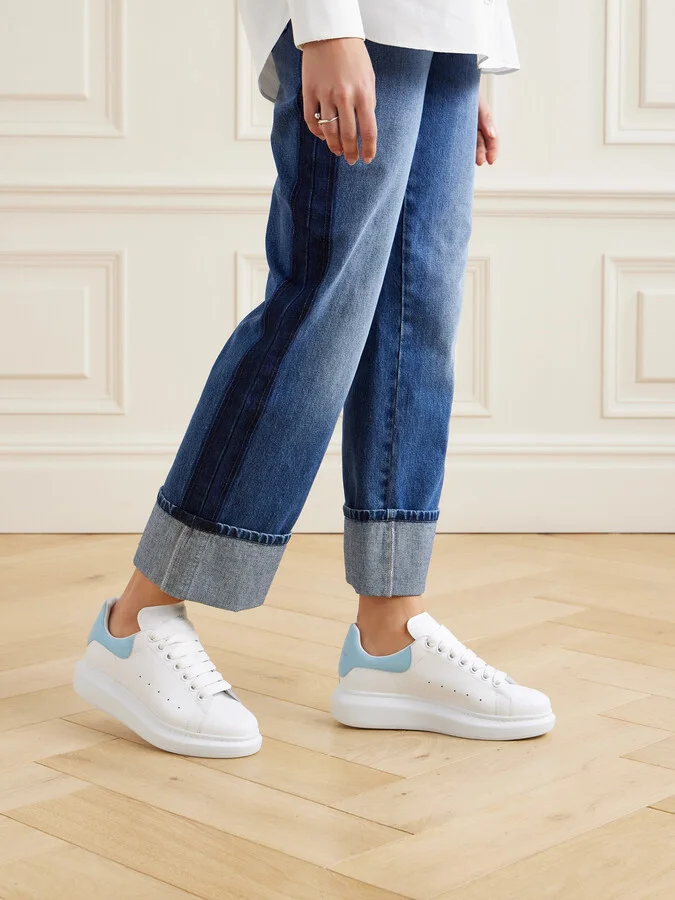 MCQUEEN - Suede-trimmed Leather Exaggerated-sole Sneakers - White - Image 2