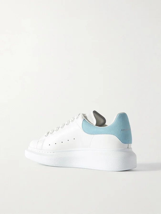 MCQUEEN - Suede-trimmed Leather Exaggerated-sole Sneakers - White - Image 3