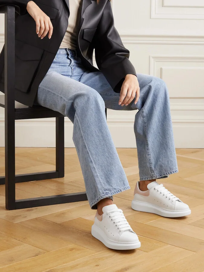 MCQUEEN - Suede-trimmed Leather Exaggerated-sole Sneakers - White - Image 2