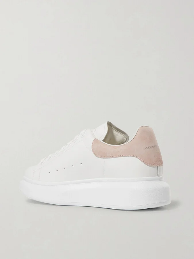 MCQUEEN - Suede-trimmed Leather Exaggerated-sole Sneakers - White - Image 3