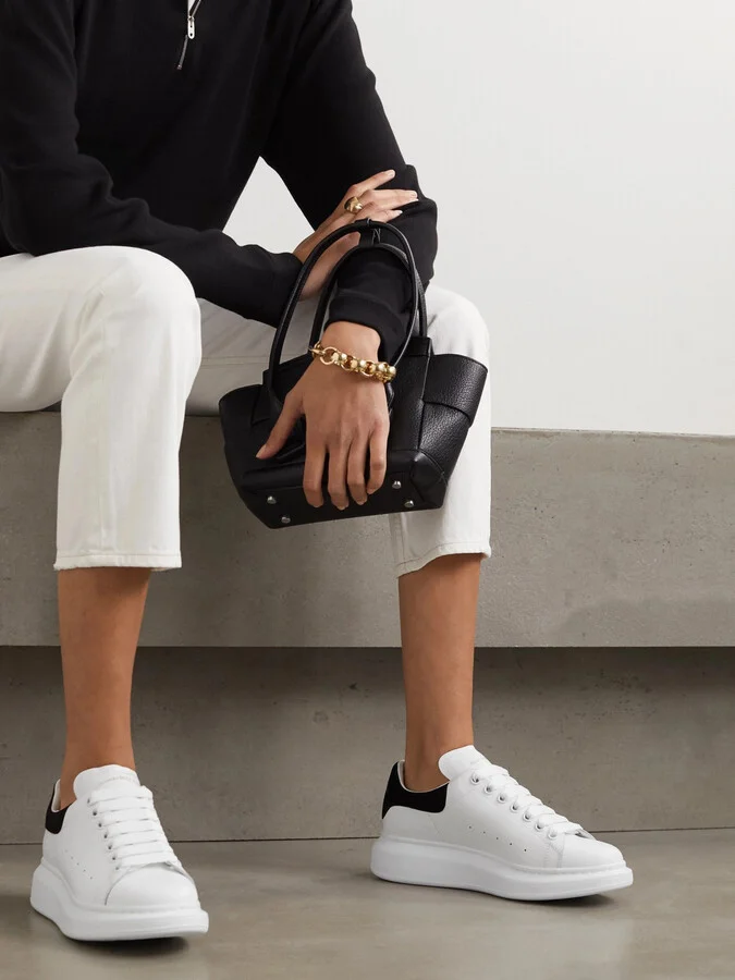 MCQUEEN - Suede-trimmed Leather Exaggerated-sole Sneakers - White - Image 2