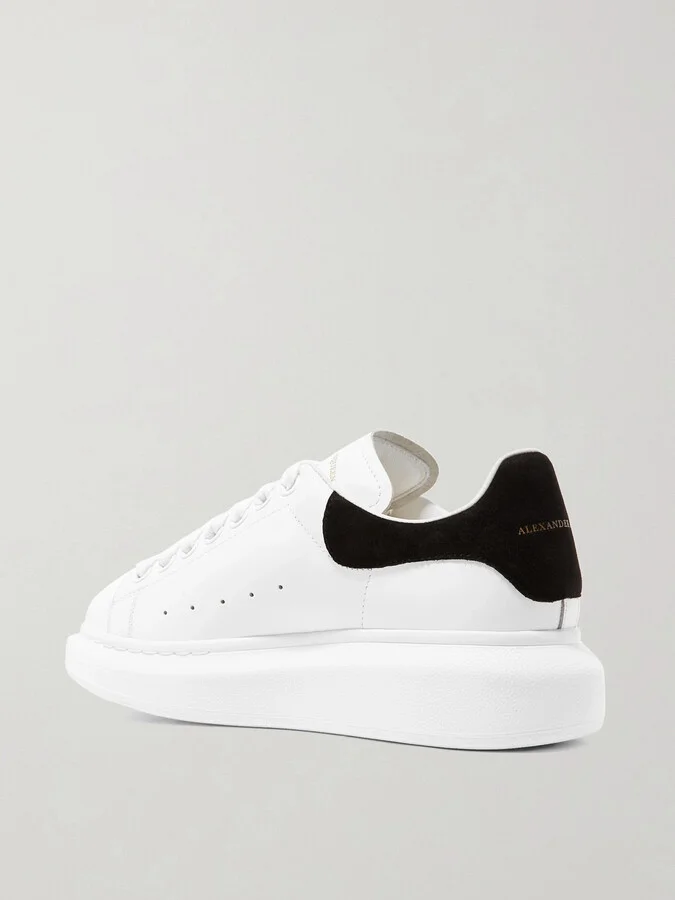 MCQUEEN - Suede-trimmed Leather Exaggerated-sole Sneakers - White - Image 3