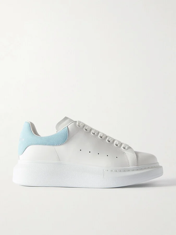 MCQUEEN - Suede-trimmed Leather Exaggerated-sole Sneakers - White