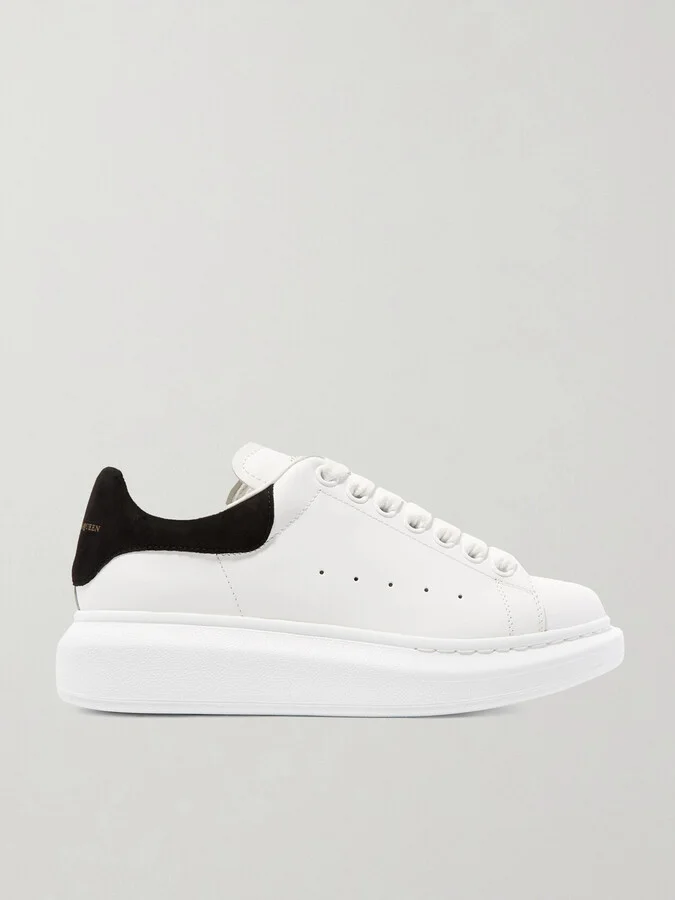 MCQUEEN - Suede-trimmed Leather Exaggerated-sole Sneakers - White