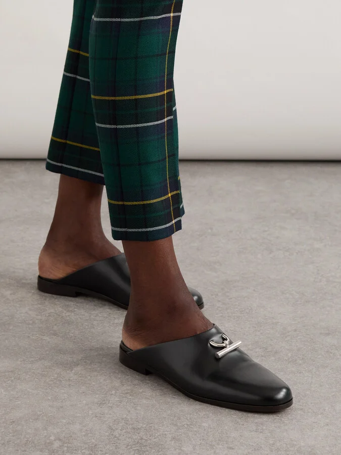 MCQUEEN - T-bar Leather Mules - Black - Image 2