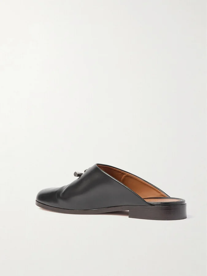 MCQUEEN - T-bar Leather Mules - Black - Image 3