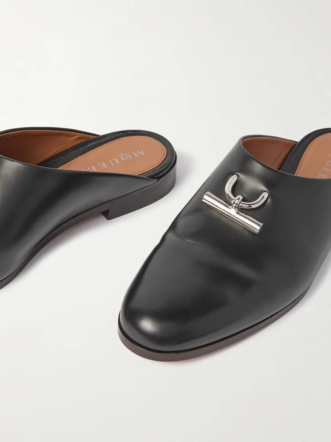 MCQUEEN - T-bar Leather Mules - Black - Image 4