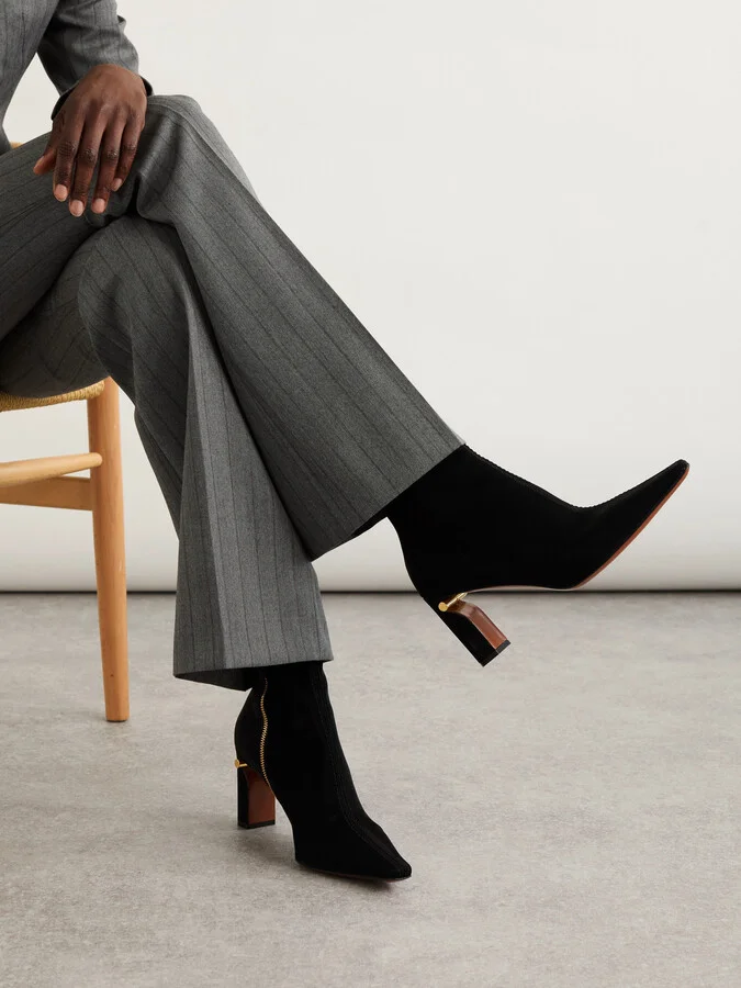 MCQUEEN - T-bar Suede Ankle Boots - Black - Image 2