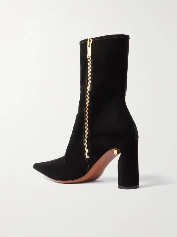 MCQUEEN - T-bar Suede Ankle Boots - Black - Image 3