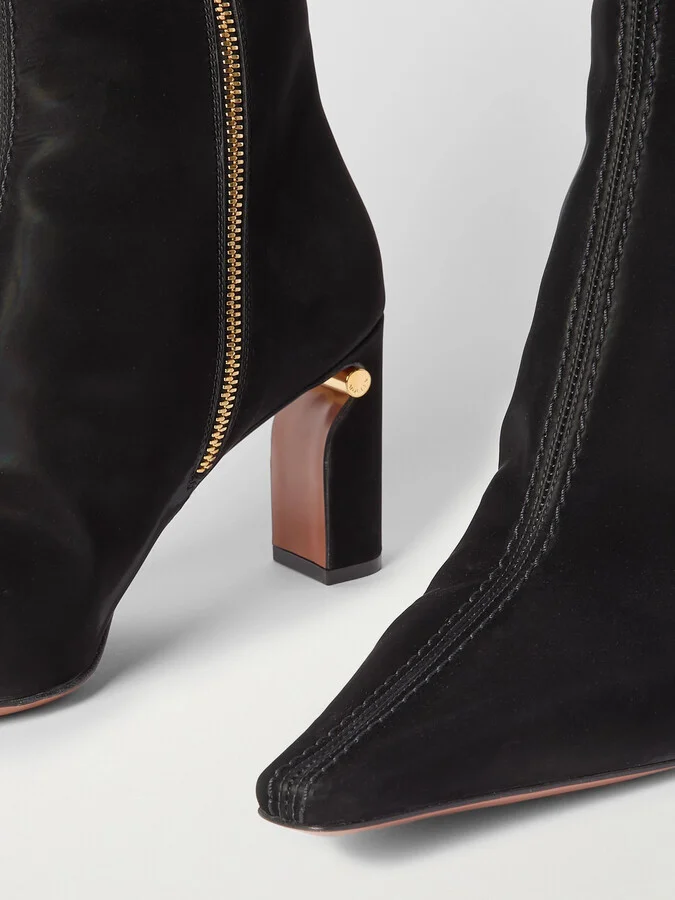 MCQUEEN - T-bar Suede Ankle Boots - Black - Image 4