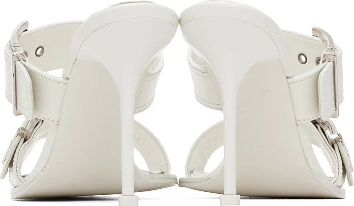 McQueen White Double Buckle Punk Mules - Image 2