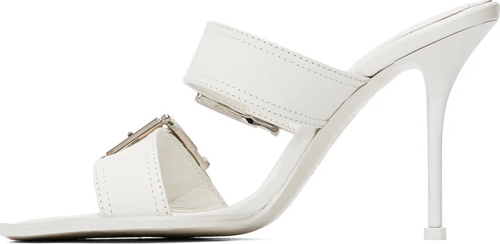 McQueen White Double Buckle Punk Mules - Image 3
