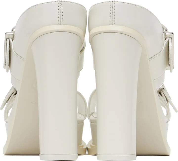 McQueen White Platform Buckle Heeled Sandals - Image 2