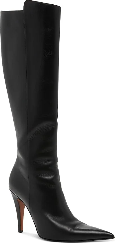 McQueen Women's Pointed Toe High Heel Leather Boots