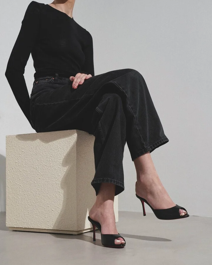 Me Dolly 85 black leather mules - Image 2