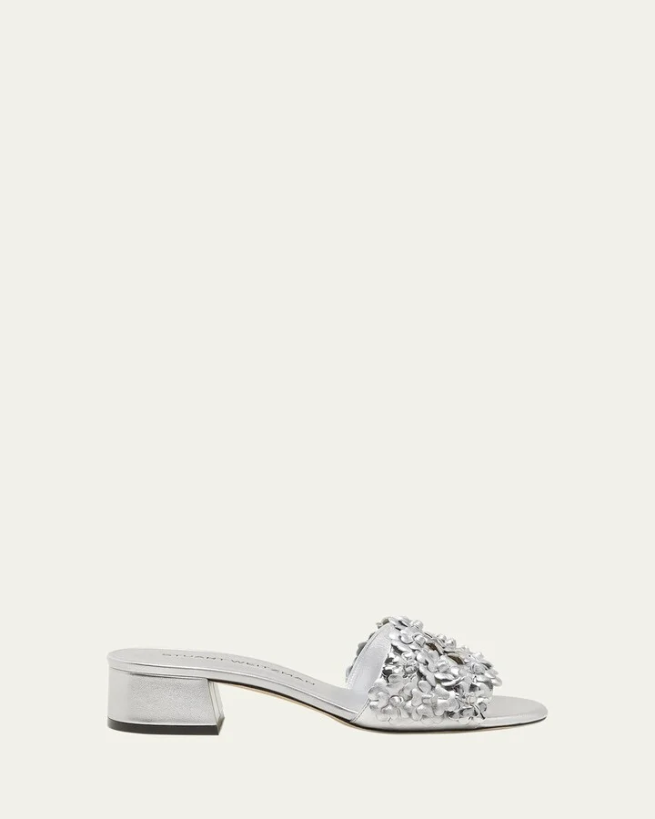 Meadow Metallic Leather Flower Sandals