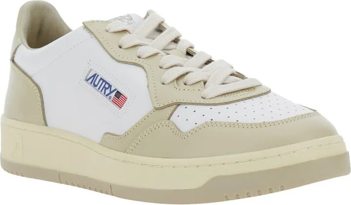 'Medalist' Beige Low Top Sneakers With Logo Patch On Tongue And Side And Logo Lettering On The Heel In Leather Man - Image 2