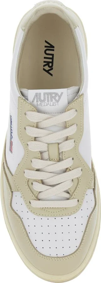 'Medalist' Beige Low Top Sneakers With Logo Patch On Tongue And Side And Logo Lettering On The Heel In Leather Man - Image 4