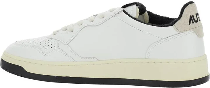 'Medalist' Black And White Low Top Sneakers With Embossed Logo On The Tongue In Grained Leather Man - Image 3