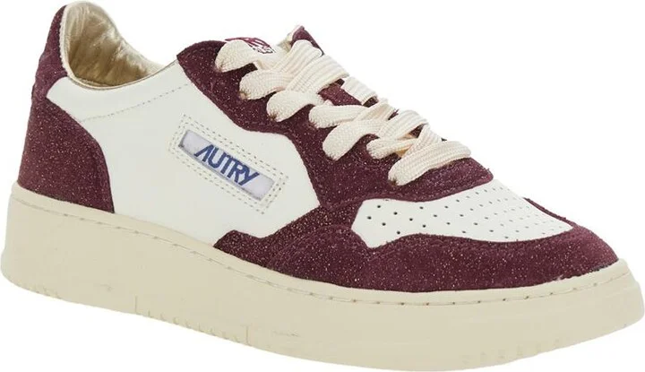'Medalist' Bordeaux Low Top Sneakers With Logo Detail In Leather And Suede Woman - Image 2