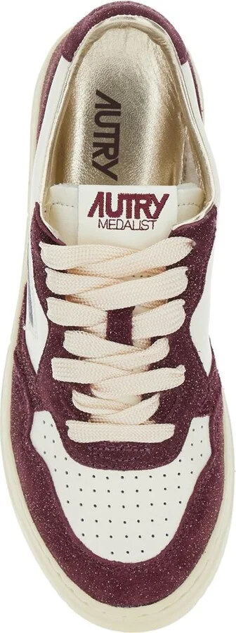 'Medalist' Bordeaux Low Top Sneakers With Logo Detail In Leather And Suede Woman - Image 4