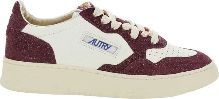 'medalist' Bordeaux Low Top Sneakers With Logo Detail In Leather And Suede Woman