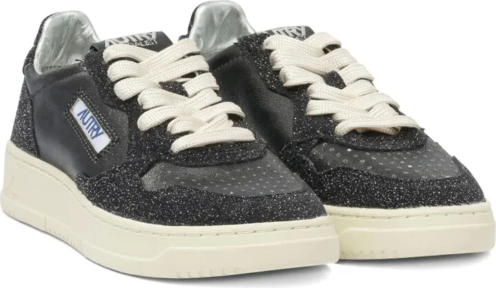 Medalist glitter-detail leather sneakers