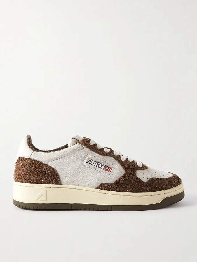 Medalist Leather-Trimmed Suede Sneakers