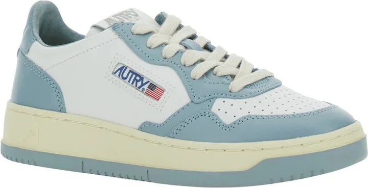 'Medalist' Light-Blue Low Top Sneakers With Logo Patch In Leather Woman - Image 2