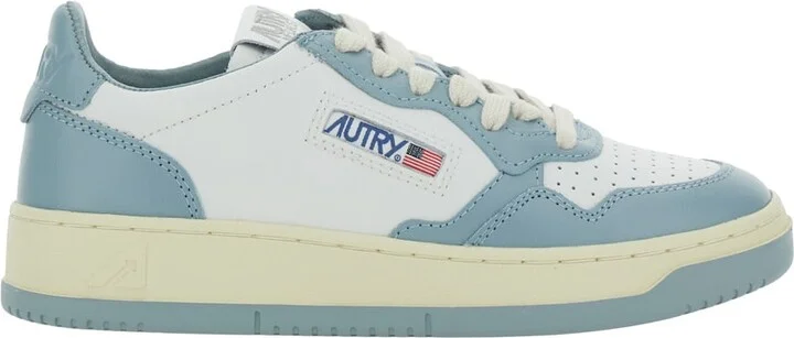 'medalist' Light-blue Low Top Sneakers With Logo Patch In Leather Woman