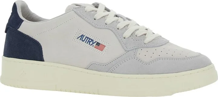 'medalist Low' Blue Sneaker With Contrasting Back Patch In Leather And Suede Man - Image 2