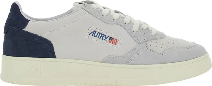 'Medalist Low' Blue Sneaker With Contrasting Back Patch In Leather And Suede Man