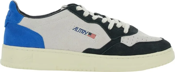 'medalist Low' Blue Sneakers With Contrasting Heel And Inserts In Suede Man