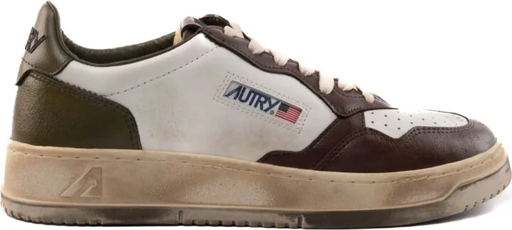 Medalist Low Super Vintage Sneakers In White/military/brown Leather