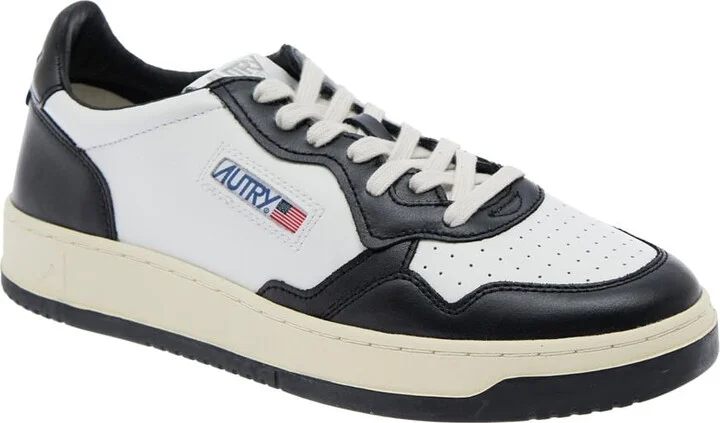 'medalist Low-top' White And Black Sneakers With Side Logo In Leather Man