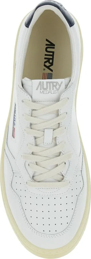 'Medalist Low' White Sneakers With Navy Blue Heel Tab In Leather Man - Image 3