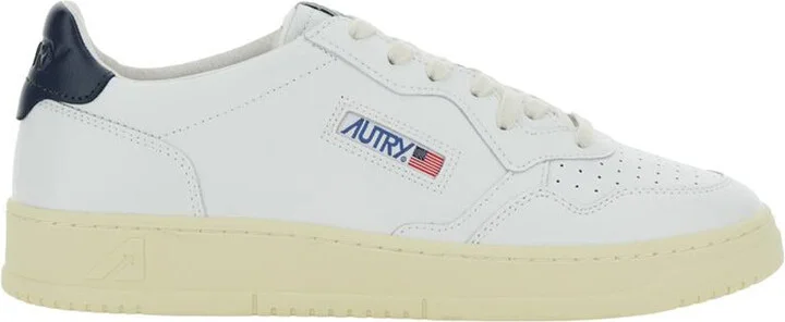 'Medalist Low' White Sneakers With Navy Blue Heel Tab In Leather Man - Image 4