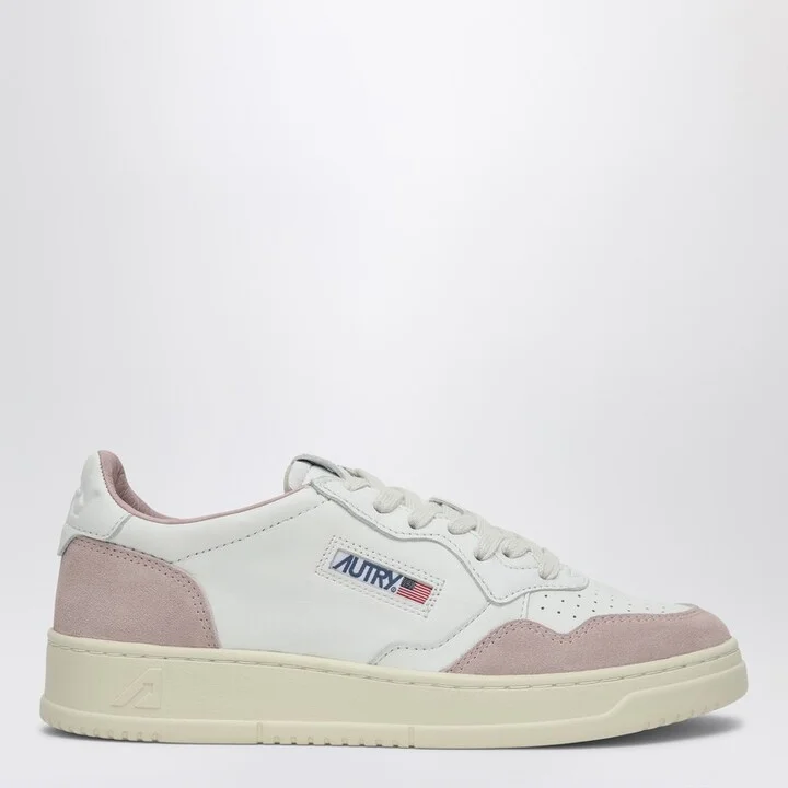Medalist sneakers in white/powder leather and suede
