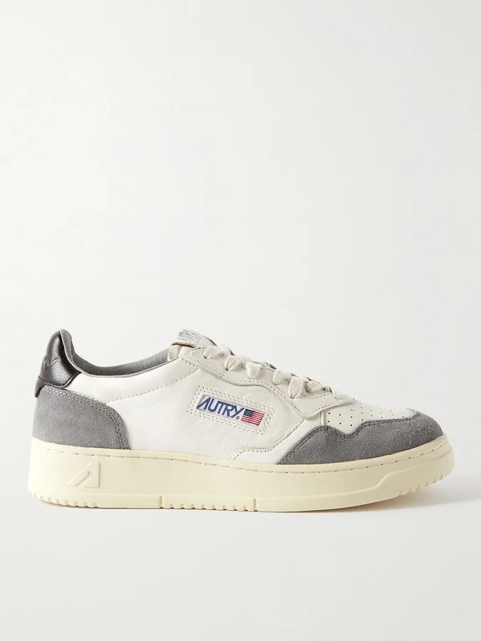 Medalist Suede-Trimmed Leather Sneakers