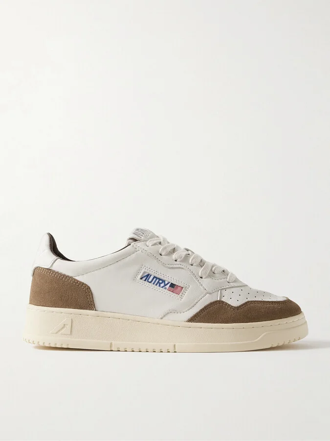 Medalist Suede-Trimmed Leather Sneakers