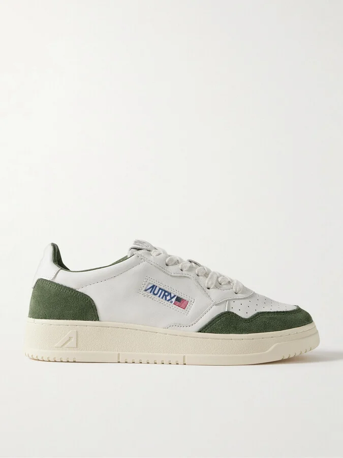 Medalist Suede-Trimmed Leather Sneakers