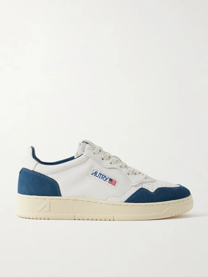 Medalist Suede-Trimmed Leather Sneakers