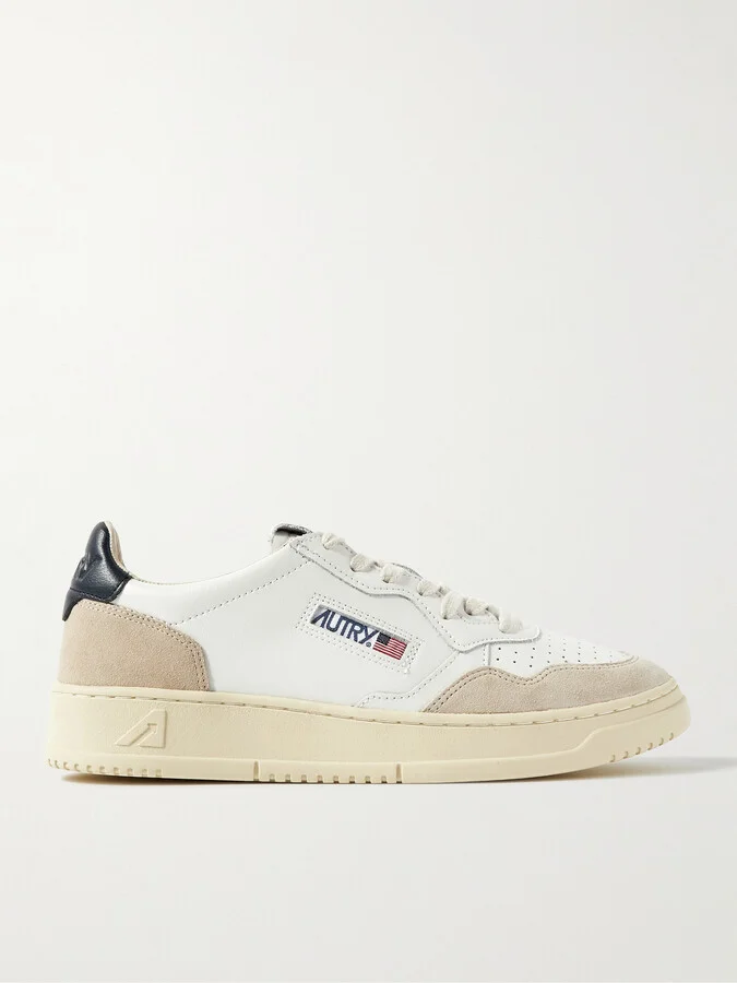 Medalist Suede-Trimmed Leather Sneakers