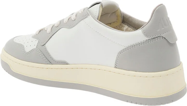 'medalist' White And Grey Low Top Sneakers With Logo Detail In Leather Man - Image 3