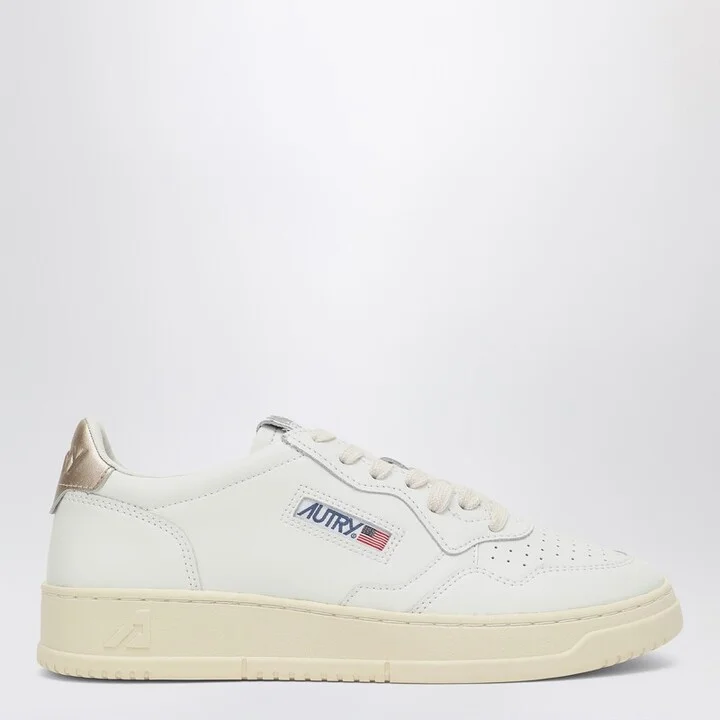 Medalist white/gold leather trainer